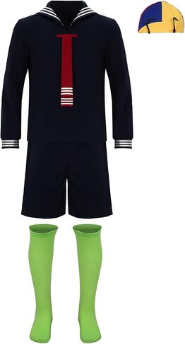 Adults Quico Costume Long Sleeve Shirt Hat Short Pants Socks Sailor Uniform Halloween Cosplay Outfit in Saudi Arabia