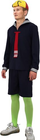 Adults Quico Costume Long Sleeve Shirt Hat Short Pants Socks Sailor Uniform Halloween Cosplay Outfit in Saudi Arabia