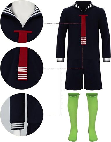 Adults Quico Costume Long Sleeve Shirt Hat Short Pants Socks Sailor Uniform Halloween Cosplay Outfit in Saudi Arabia