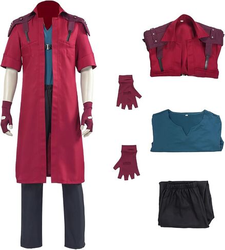 Dante Costume Devil Cosplay Cry Red Trench Coat Jacket Gloves Outfit Anime DMC Demon Suit for Adults in Saudi Arabia