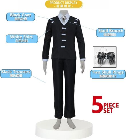 MGCOS Death The Kid Cosplay Costume Outfits Black Long Anime Adult festival perform Halloween in Kuwait