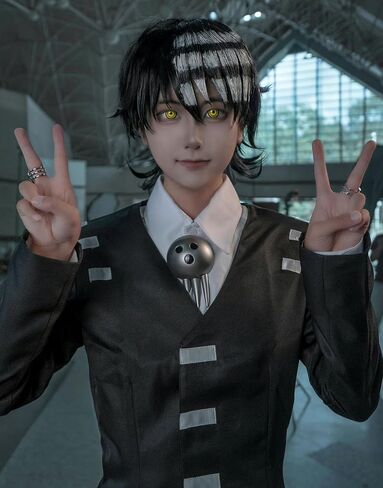 MGCOS Death The Kid Cosplay Costume Outfits Black Long Anime Adult festival perform Halloween in Kuwait