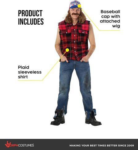 Morph Full Mens Trucker Costume Halloween Costumes For Men With Hat With Hair Mullet Wigs For Men in Kuwait