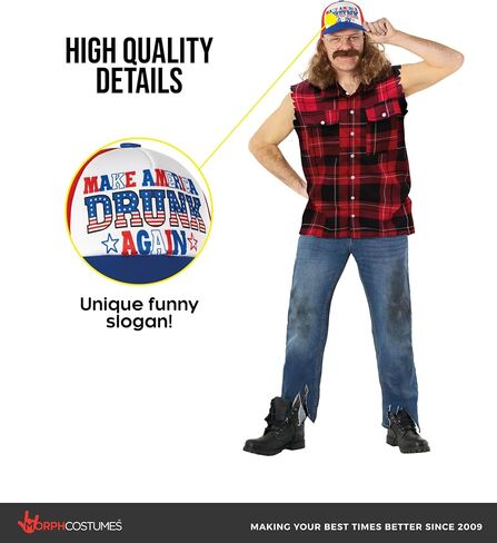 Morph Full Mens Trucker Costume Halloween Costumes For Men With Hat With Hair Mullet Wigs For Men in Kuwait