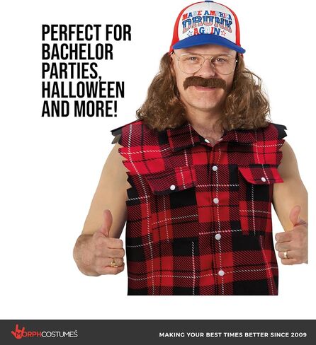 Morph Full Mens Trucker Costume Halloween Costumes For Men With Hat With Hair Mullet Wigs For Men in Kuwait