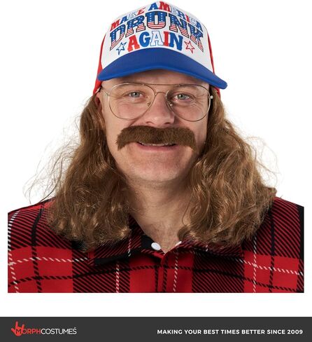 Morph Full Mens Trucker Costume Halloween Costumes For Men With Hat With Hair Mullet Wigs For Men in Kuwait