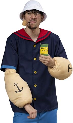 Sailor Man Adult Halloween Costume Set with Muscle Arms Spinach Captain Cosplay in Kuwait