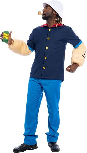 Sailor Man Adult Halloween Costume Set with Muscle Arms Spinach Captain Cosplay in Kuwait