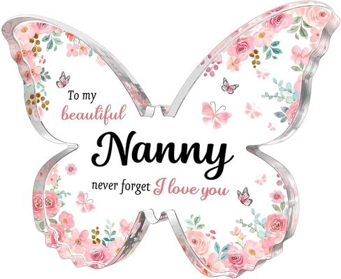 Nanny Gifts, Best Nanny Gift Ideas - 5x3.8x0.5 Inch Butterfly-Shaped Acrylic Plaque Keepsake - Mothers Day Gift, Thanksgiving Day Gift, Birthday Christmas Gift for Nanny in Kuwait