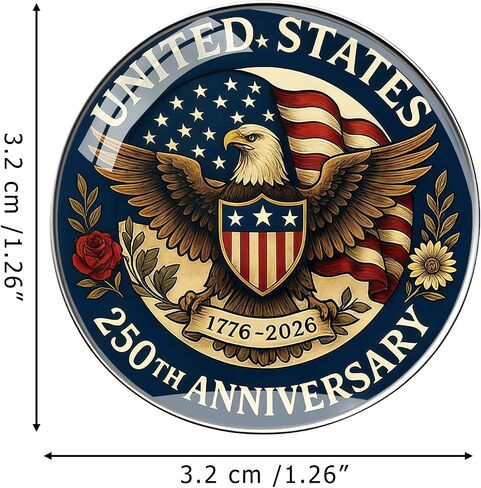 USA 250th Anniversary Pins, America 250 Years Birthday Metal Lapel Pin Brooches, American Eagle Commemorative Patriot Badge for Patriot's Day Independence Day in Saudi Arabia