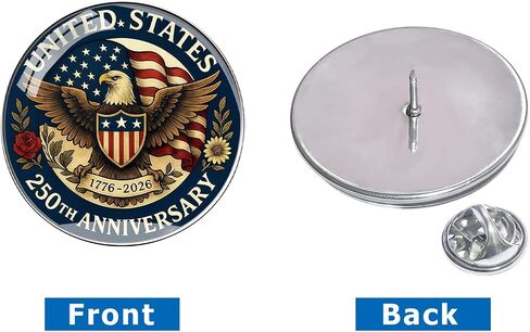USA 250th Anniversary Pins, America 250 Years Birthday Metal Lapel Pin Brooches, American Eagle Commemorative Patriot Badge for Patriot's Day Independence Day in Saudi Arabia