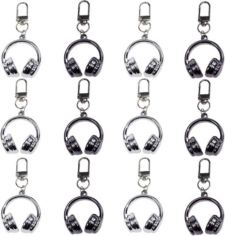 12 Pack Musical Headset Keychains Mini Headphone Keyrings Purse Bag Charms for Music Lovers Gifts in Saudi Arabia