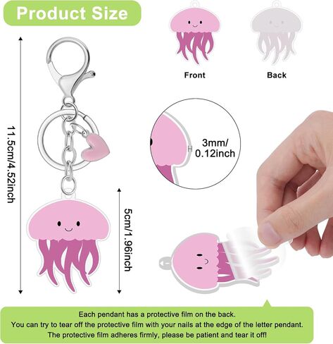 Cute Jellyfish Keychain Jellyfish Acrylic Keychain with Pink Heart Sea Animal Charm Key Ring Gifts Elegant Ocean Gift for Best Friends Anxiety Healing Birthday Graduation Unique Inspirational Gifts in Kuwait