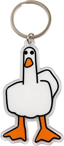 Funny Goose Middle Finger Acrylic Keychain, Novelty Cartoon Duck Bag Charm, Humorous Gift for Men and Women in Kuwait