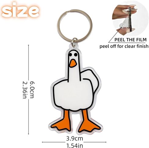 Funny Goose Middle Finger Acrylic Keychain, Novelty Cartoon Duck Bag Charm, Humorous Gift for Men and Women in Kuwait