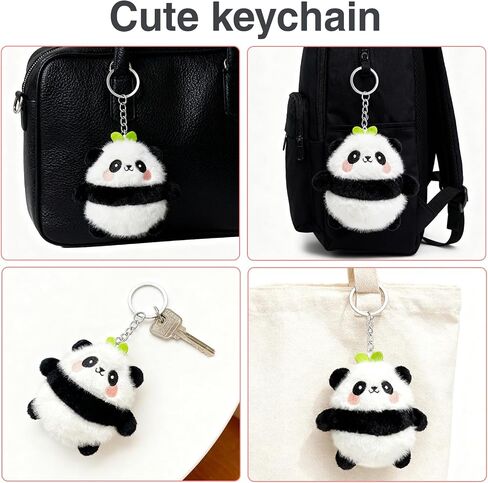 Cute Panda Keychain Pendant - Super Soft Plush Panda Keychains for Backpack, Cute Car Wallet Key Chain Accessories for Women Girls Girlfriend, Aesthetic Purse Keyring, Adorable Gift for Animal Lovers in Saudi Arabia