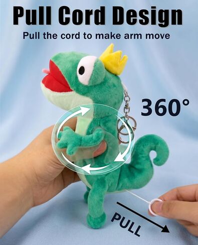 Lizard Plush Keychain 7.87", Meme Movie Merch Funny Novelty Keychain | Pull Cord Design, Rotating Arm, Removable Lobster Clasp, Removable Crown, Large Dimension in Saudi Arabia