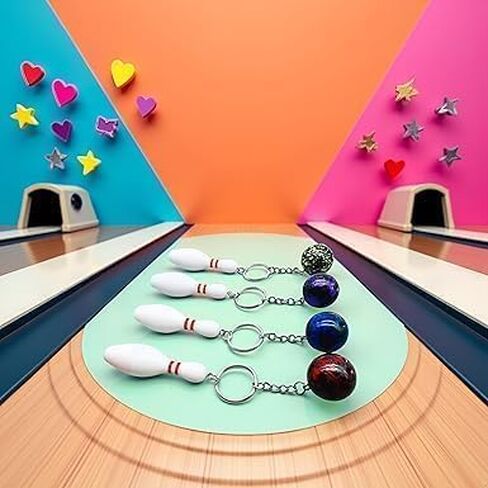 4 Pcs Multicolor Bowling Keychains, Sports Keychains Bowling Charms Purse Bag Charms Sports Party Favors Gifts (Red Green Blue Purple) in Saudi Arabia