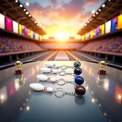 4 Pcs Multicolor Bowling Keychains, Sports Keychains Bowling Charms Purse Bag Charms Sports Party Favors Gifts (Red Green Blue Purple) in Saudi Arabia