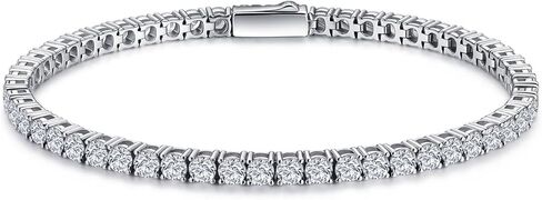 EleShow Moissanite Tennis Bracelet for Women, 18K White Gold Plated Sterling Silver Bracelet, Brilliant Diamond-Like Sparkle Classic Prong Setting, Jewelry Gift for Wife Mom Her, Size 6.5 Inch in Saudi Arabia