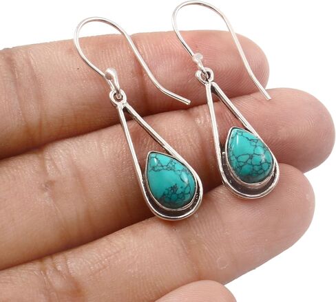 Pear Gemstone Earrings Sterling Silver Earrings Purple 7x10 mm Pear Shape Earrings Silver Earrings Silver Jewelry in Saudi Arabia