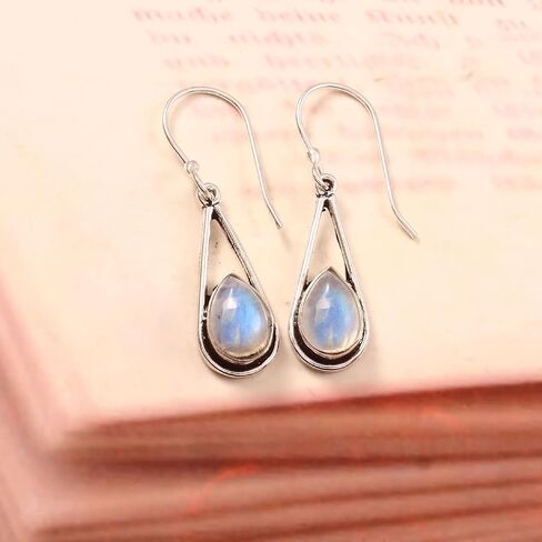 Pear Gemstone Earrings Sterling Silver Earrings Purple 7x10 mm Pear Shape Earrings Silver Earrings Silver Jewelry in Saudi Arabia