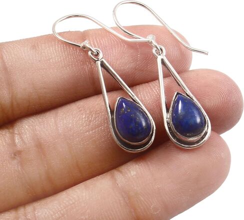 Pear Gemstone Earrings Sterling Silver Earrings Purple 7x10 mm Pear Shape Earrings Silver Earrings Silver Jewelry in Saudi Arabia