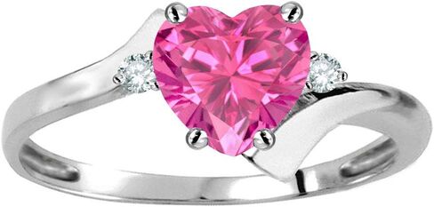 Star K Heart Shape 6mm Created Pink Sapphire bypass Ring 10kt Gold in Saudi Arabia
