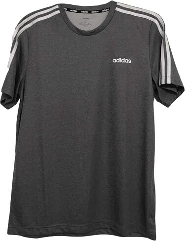adidas Men's 3Stripes PES SOL Tee Shirt, Black Melange/White, Large in Kuwait