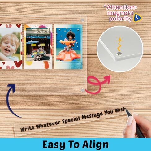 Instax Polaroid Photo Frame for Fujifilm Instax Mini/Square/Wide Films, Acrylic Magnetic Picture Frame with Message Panel, Desktop Photo Display Holder for 2x3 Photos, Gift for Family and Friends in Kuwait
