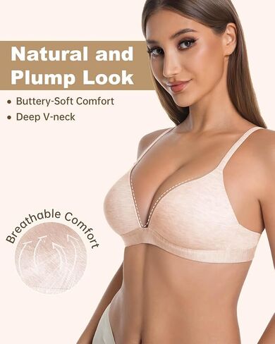 Bras for Women No Underwire - Wireless Deep V Soft Plunge Bra with Light Support, Adjustable Straps, Comfortable Everyday Bra in Saudi Arabia
