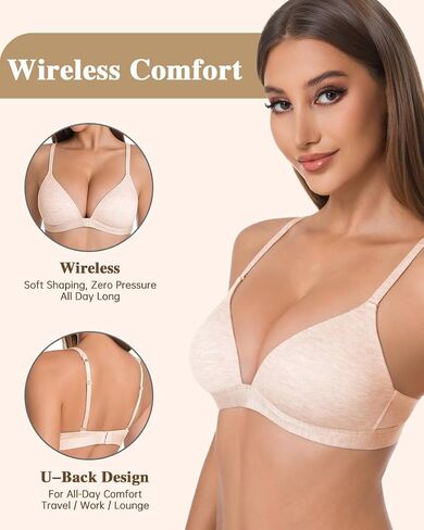 Bras for Women No Underwire - Wireless Deep V Soft Plunge Bra with Light Support, Adjustable Straps, Comfortable Everyday Bra in Saudi Arabia