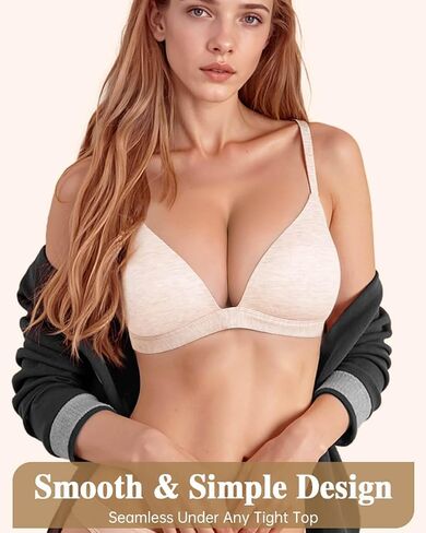 Bras for Women No Underwire - Wireless Deep V Soft Plunge Bra with Light Support, Adjustable Straps, Comfortable Everyday Bra in Saudi Arabia