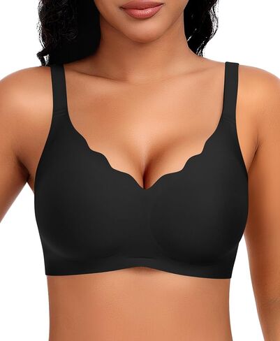 Wireless Jelly Scalloped Bras for Women No Underwire Full Coverage Seamless Bra Comfortable Tshirt Padded Bralettes in Saudi Arabia