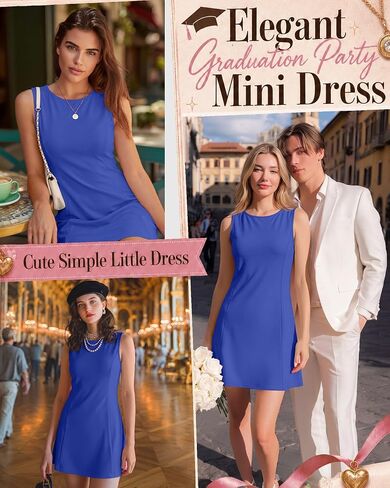 Women’s Sleeveless Dress Crew Neck Summer A-Line Casual Basic Elegant Classy Club Party Mini Short Dress 2026(Medium,Royal Blue) in Saudi Arabia