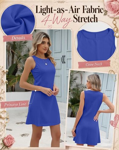Women’s Sleeveless Dress Crew Neck Summer A-Line Casual Basic Elegant Classy Club Party Mini Short Dress 2026(Medium,Royal Blue) in Saudi Arabia