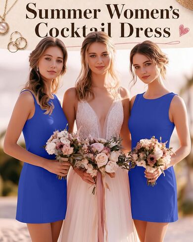 Women’s Sleeveless Dress Crew Neck Summer A-Line Casual Basic Elegant Classy Club Party Mini Short Dress 2026(Medium,Royal Blue) in Saudi Arabia