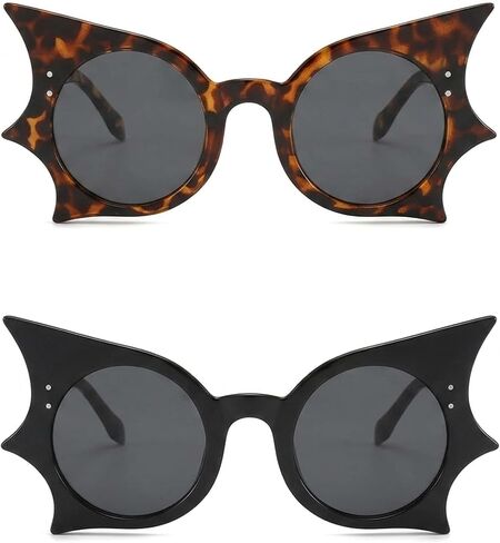 2PCS Bat Sunglasses, Gothic, Gothic Sunglasses with Black and Tofu Frames, Gray Lenses for Halloween Costume Parties and Festive Events in Saudi Arabia