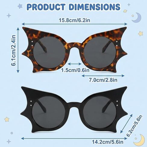 2PCS Bat Sunglasses, Gothic, Gothic Sunglasses with Black and Tofu Frames, Gray Lenses for Halloween Costume Parties and Festive Events in Saudi Arabia