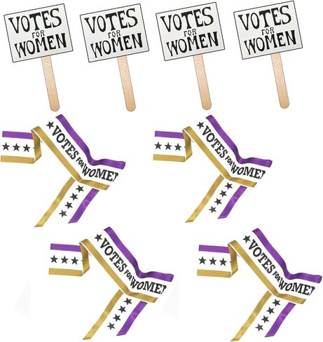 RosieCentral 4 Pack Suffragist Suffragette Sashes, Rosettes, Hand Signs Costume Kits. 1920 Votes for Women Accessories for Events. Suffrage for Women. in Saudi Arabia