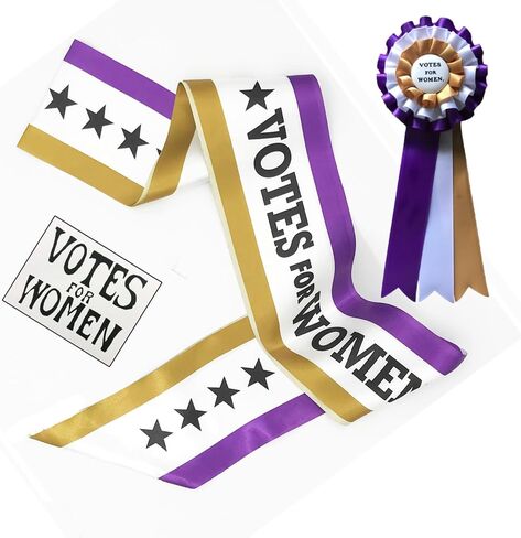 RosieCentral 4 Pack Suffragist Suffragette Sashes, Rosettes, Hand Signs Costume Kits. 1920 Votes for Women Accessories for Events. Suffrage for Women. in Saudi Arabia
