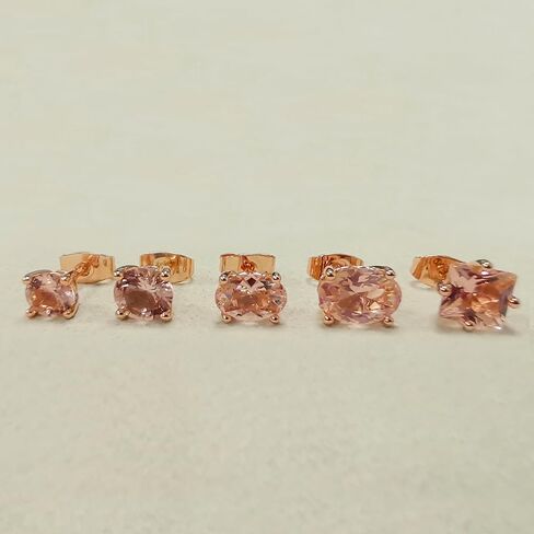 14k Real Rose Gold Solid 5mm Morganite Stud Earrings, Ideal GIfts for Women's in Saudi Arabia