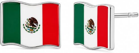 Mexico Flag Stud Earrings, 925 Sterling Silver Post Earrings, Mexican Heritage Jewelry, Enamel Country Flag Earrings, Mexico Pride Gift in Kuwait