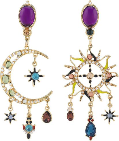 Fashion Vintage Asymmetric Sun Moon Star Drop Earrings Studs for Women in Saudi Arabia