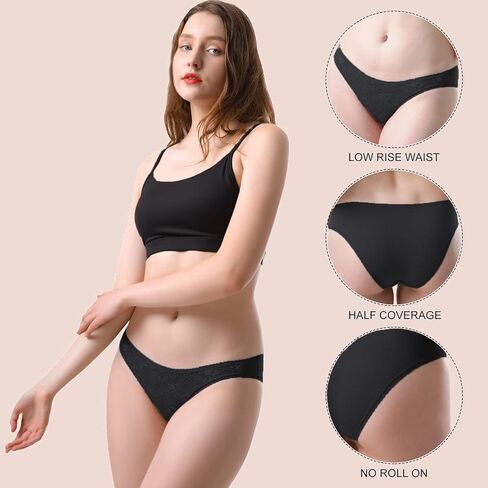 5 Pack Cotton Seamless Underwear for Women Cute Low Rise Bikini Panties High Cut Breathable Sexy Hipster Cheeky in Kuwait
