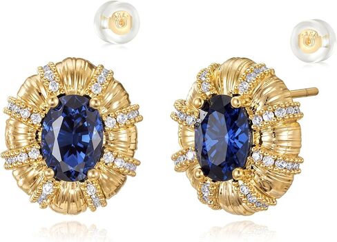 MYEARS 14K Gold Plated Stud Earrings for Women 925 Sterling Silver Post Halo Cubic Zirconia Turquoise Teardrop Earrings for Women Trendy Fashion Jewelry in Kuwait