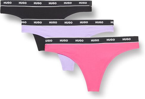 HUGO Women's 3-pack Repeat Logo Cotton Stretch Thongs in Kuwait