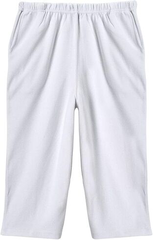 Catalog Classics Women's Capri Pants with Pockets Elastic Waist - White, Medium in Saudi Arabia