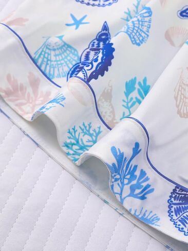 Women's 2 Piece Seashell Pajama Set Summer Beach Sets Sleepwear Short Sleeve Loungewear Button Down Lounge Pj Sets in Saudi Arabia