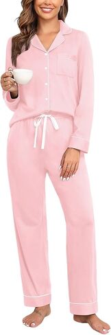 Veseacky Womens Pajamas Sets Lounge Sets for Women with Pockets for Home and Pajama Parties Suitable for all Seasons Pink in Saudi Arabia